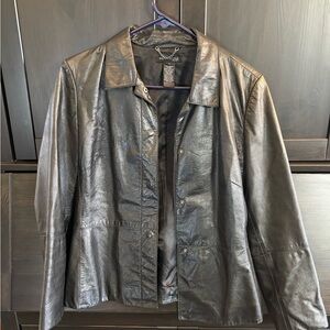 Kenneth Cole Black Genuine Leather Jacket Classic Design